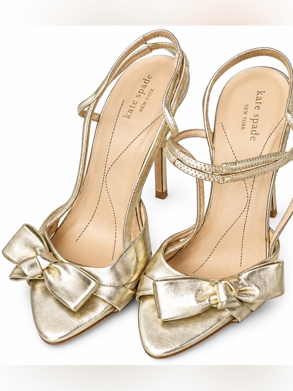 kate spade Metallic Gold Bow Slingback Pumps